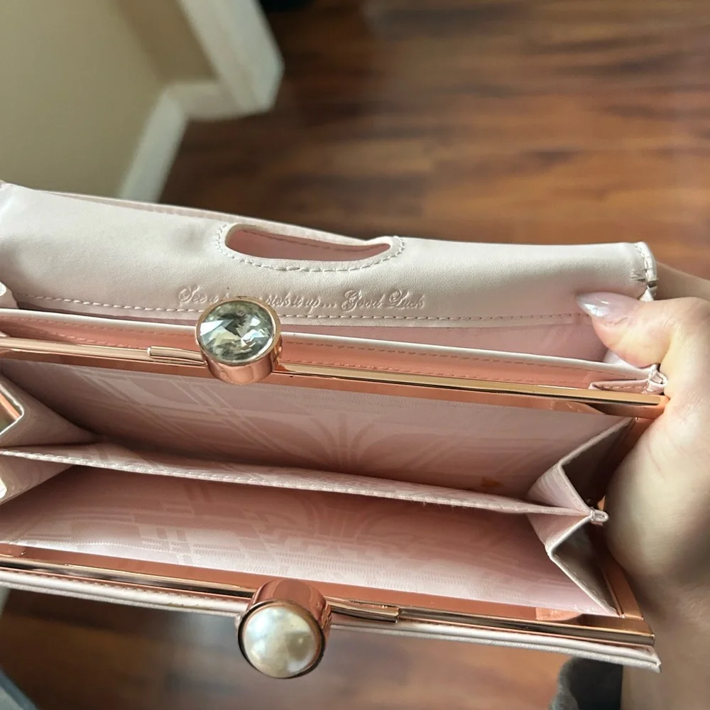 Ted Baker Light Pink Wallet Clutch with Gold Accent - Picture 9 of 11